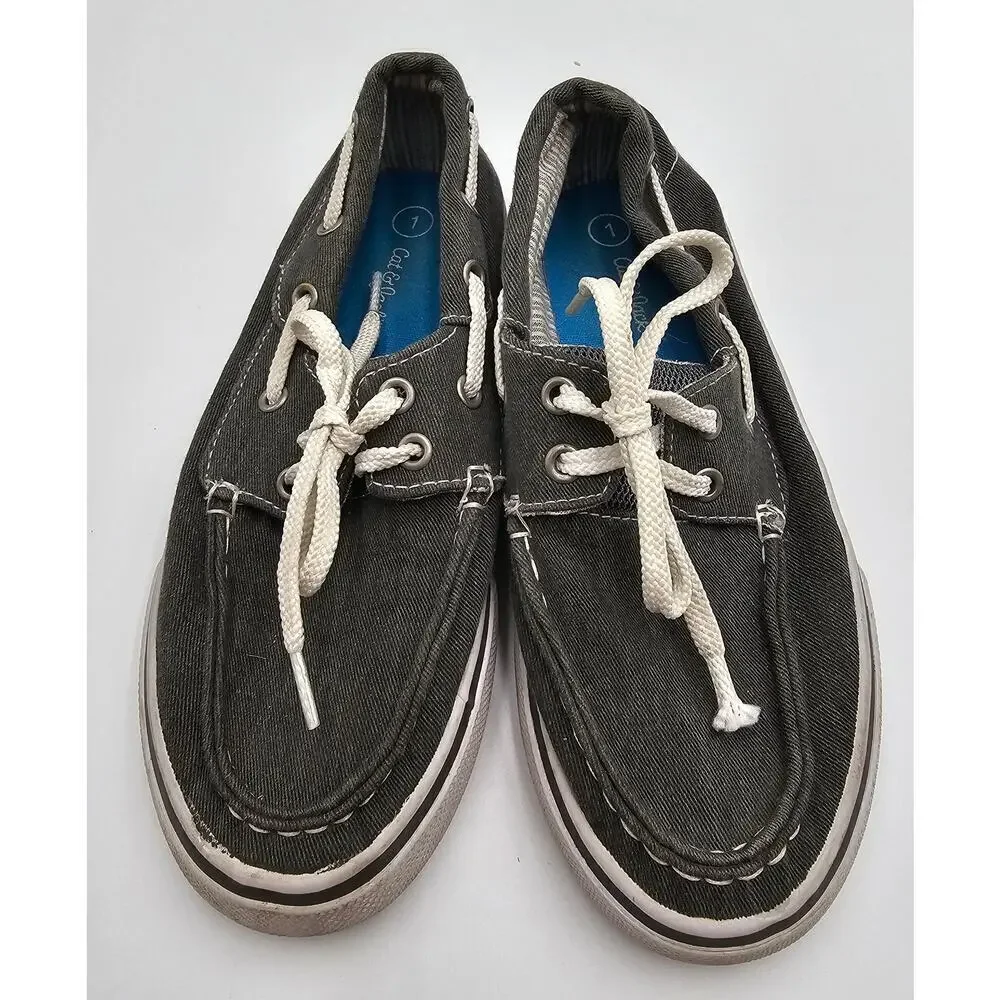 Cat and Jack Boy's Size 1 Gray Boat Shoes